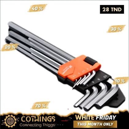 Jeu de 9 clés hexagonales extra longues Harden 540608