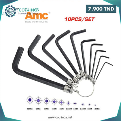 Jeu de clé male 1.5 A 10mm 10PCS / A anneau AMC/EUR Domotique Tunisie