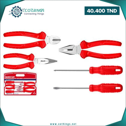 Jeu d'outil main 5 PCS (3 Pinces + 2 Tournevis) EMTOP