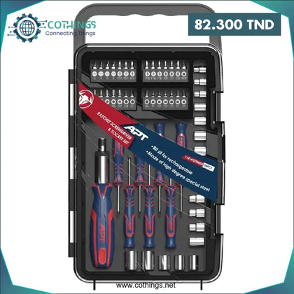 Jeu de tournevis à cliquet + Embout 54PCS APT - Domotique Tunisie