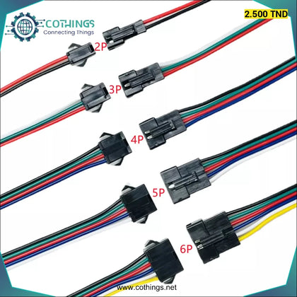 JST SM 5Pin Mâle à Femelle Connecteurs Adaptateur Rapide 15cm