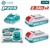 Acheter Kit Batterie TOTAL P20S 20V 2,0Ah X2 Avec Chargeur tfbcpk2212 en Tunisie - Disponible au meilleur prix sur CoThings