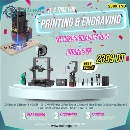 Kit imprimante 3D Ender 3-V2 avec kit officiel de gravure