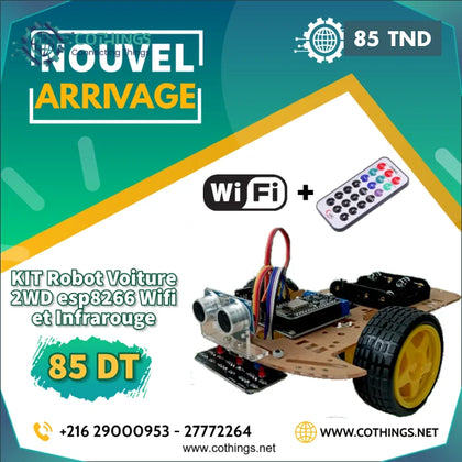 KIT Robot Voiture 2WD esp8266-wifi suiveur detecteur d’obstacles