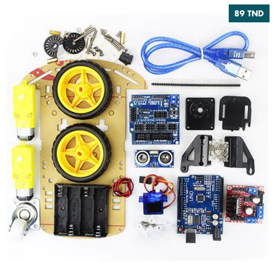 Kit de châssis de voiture intelligent 2WD avec encodeur de vitesse et boîtier de batterie pour Arduino DIY Learning Project Tracking Obstacle Avoidance Kit de châssis de voiture intelligent 2WD avec encodeur de vitesse et boîtier de batterie pour Arduino DIY Learning Project Tracking Obstacle Avoidance