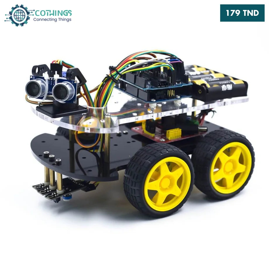 Lot De 4 Motoréducteurs TT 3-6 V + Roues 65 Mm, Pneus Caoutchouc Antidérapants – Robot Arduino, Raspberry Pi, Voiture Intelligente