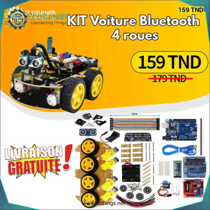 Kit Voiture 4WD Bluetooth 4 roues - Domotique Tunisie