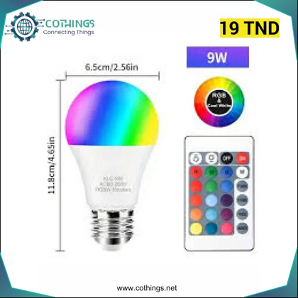 Lampe E27 LED Multicolor RGB 220V avec telecommande - Domotique