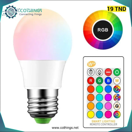 Lampe LED 5W RGB avec commande - Domotique Tunisie