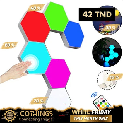 Lampe murale Hexagon à capteur tactile RGB 5W 1 + 6 - Domotique