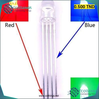 LED RGB 5mm 4 broches AC (1 pièces) - Domotique Tunisie