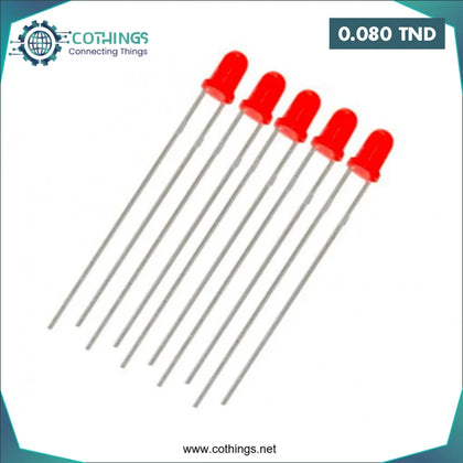 LED rouge 3 mm 28 mm (1 pièce) - Domotique Tunisie