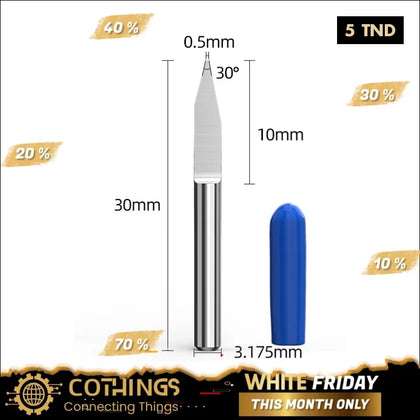 Mèches de gravure en carbure CNC 30 degrés 0.5mm pour carte PCB