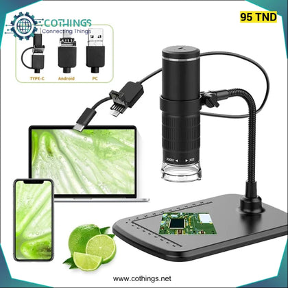Microscope numérique USB 1000X 3 en 1 type-c caméra 8 LED loupe