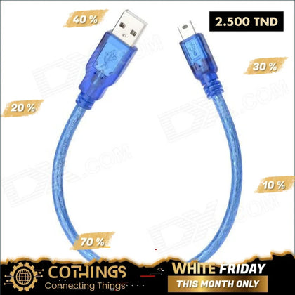 Câble USB bleu mini-USB câble pour appareil mobile de 50 cm pour une connexion fiable