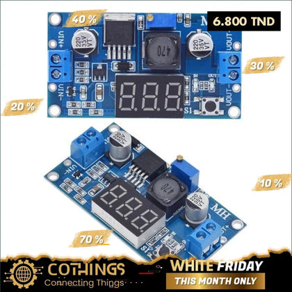 Module abaisseur DC-DC LM2596 ajustable avec affichage du voltmètre