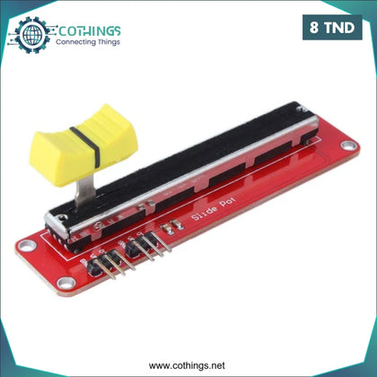Image d’un module potentiomètre diapositive réglable 10K avec bouton jaune