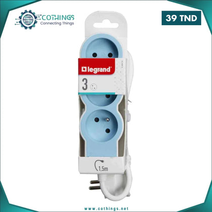 Multiprises LEGRAND 4 Ports Noir 1.5M Bleu