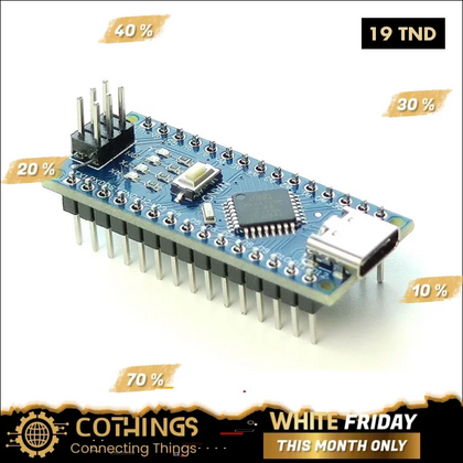 Nano V3.0 ATmega328P 5V 16MHz avec câble Type-C de 1 m - Domotique