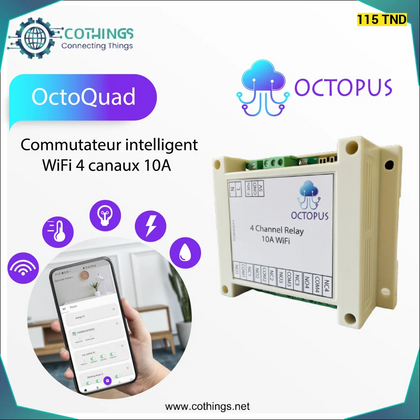 Octopus Quad commutateur WiFi intelligent 4 canaux 10A - Domotique