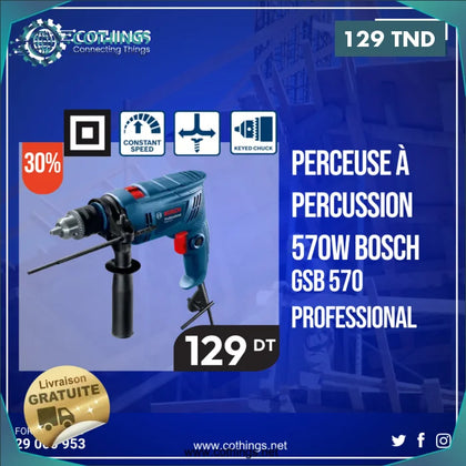 Perceuse à percussion 570W BOSCH - Domotique Tunisie