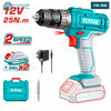 Acheter Perceuse Sans Fil 12V 25 Nm 2 Vitesses LED Lithium Ion 1.5Ah x2 TOTAL TDLI1228 en Tunisie - Disponible au meilleur prix sur CoThings