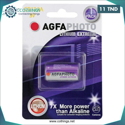 Pile Lithium AGFAPHOTO CR123A – 1 pièce - Domotique Tunisie