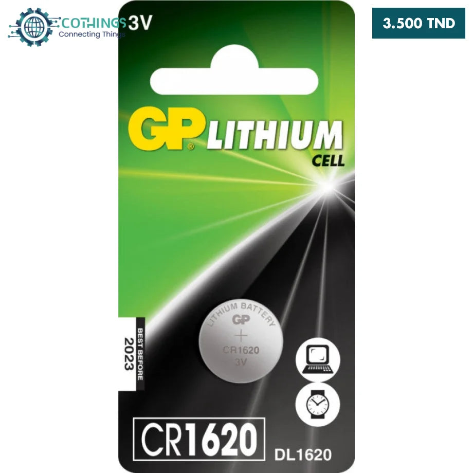 Pile Lithium GP CR1620 3V | CoThings - Vente Arduino, Raspberry Pi ...