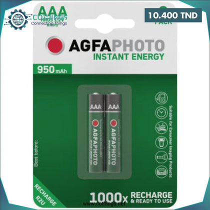 Piles AAA HR03 Rechargeables Instant Energy 900mAh AGFA (1 pcs)