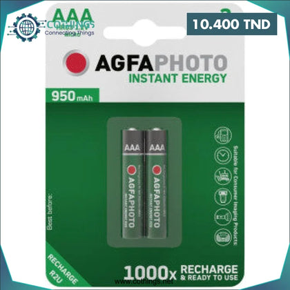 Piles AAA HR03 Rechargeables Instant Energy 900mAh AGFA (1pcs)