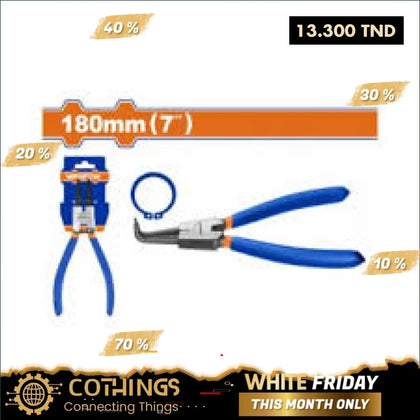 Pince circlips EXT coudée 180MM WPL9C72 WADFOW