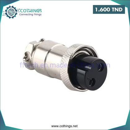 Prise aviation circulaire femelle GX12 2PIN - Domotique Tunisie