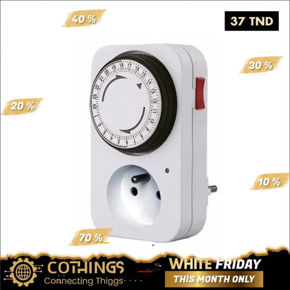 prise programmable minuterie 24h 16A 3680w AVEL - Domotique Tunisie