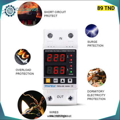 Protecteur de surtension numérique réglable Din Rail 40A 230V