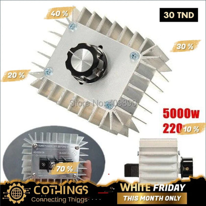 Régulateur de tension AC 220V 5000W avec dissipateur thermique, sortie 0-220V