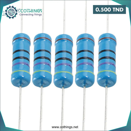 Résistance 470Ω 1/4W 1% avec cinq résistances bleues et bandes colorées