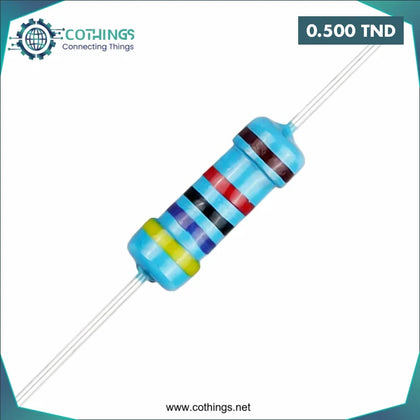 Résistance 47kΩ 1/4W 1% avec pattes axiales et bandes de couleurs pour électronique
