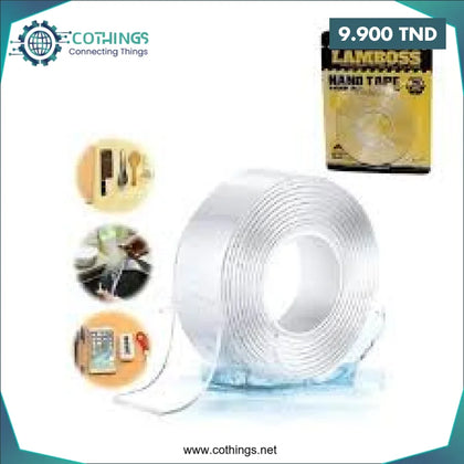 Ruban Adhésif Lamboss 5m Double Face Transparent 1.9cm X 5m