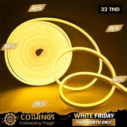 Bande LED Blanc chaud Neon 5M Flexible 12V - Domotique Tunisie