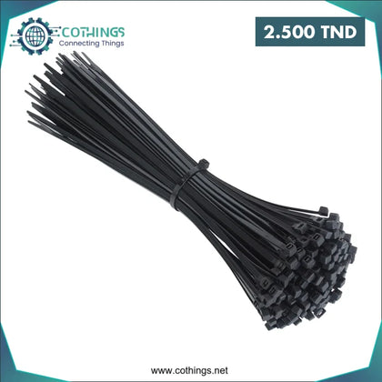 Serre Cable 2.5x150 mm Noir (100pcs) - Domotique Tunisie