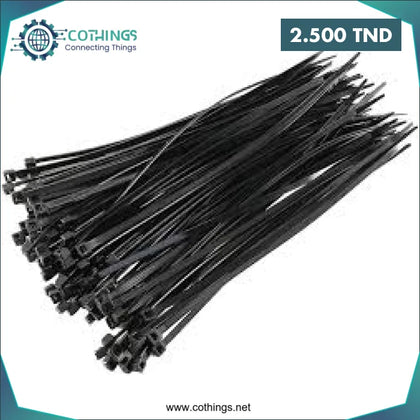 Serre Cable 3x200 mm Noir (100pcs) - Domotique Tunisie