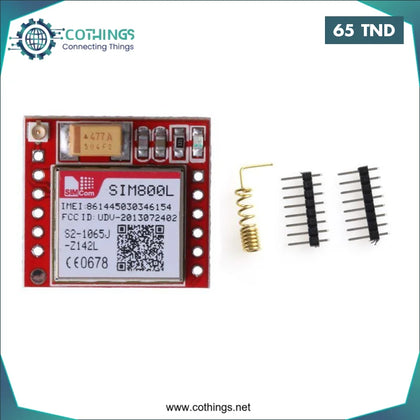 Module SIM800L GPRS GSM avec antenne et pin headers pour port série TTL