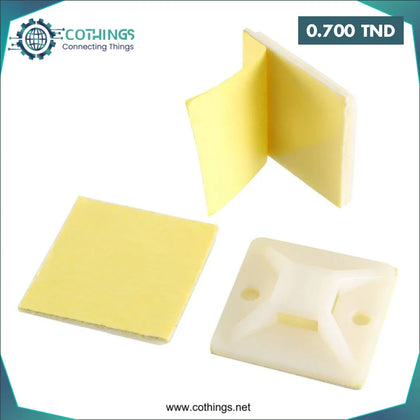 Support de serre câble autoadhésive Blanc 38.5mm x 38,5 mm Domotique