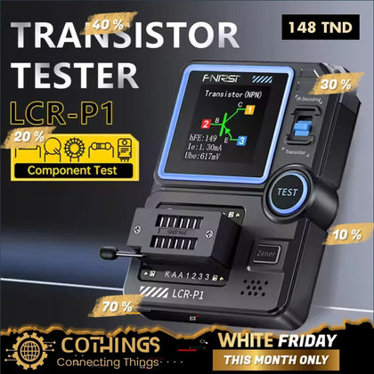 Testeur FNIRSI LCR-P1 – Multi-fonction LCR/ESR pour condensateurs, transistors NPN/PNP, MOSFET, diodes & triodes