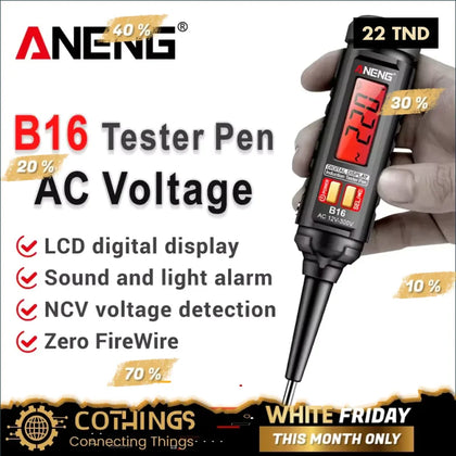 Testeur de tension numérique sans contact ANENG B16 – Stylo détecteur 12V à 300V pour électriciens