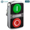 Acheter Tête de bouton poussoir double lumineux 22 mm ZB4-BW7A3741 vert/rouge en Tunisie - Disponible au meilleur prix sur CoThings