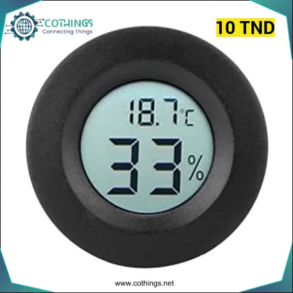 Thermomètre et hygromètre numérique noir avec affichage LCD