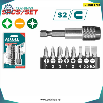 TOTAL Jeu d’embouts de tournevis 9pcs - Domotique Tunisie