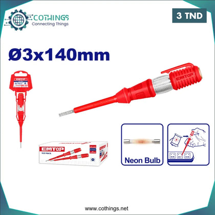 TOURNEVIS TEST3X140MM 100 + 500V EMTOP ETPL14001 - Domotique Tunisie