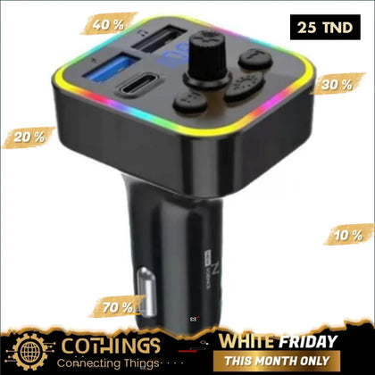 Transmetteur FM Bluetooth Voiture AUX USB SD Noir CAR-M3 - Domotique